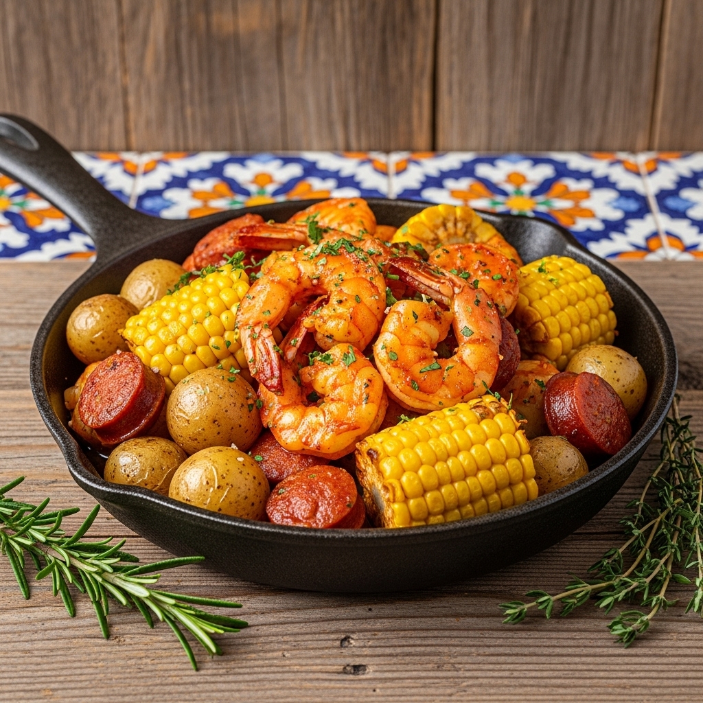Fireball Shrimp Boil Skillet