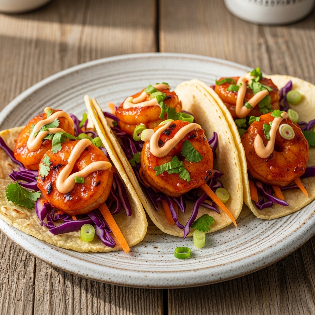 Firecracker BBQ Shrimp Tacos