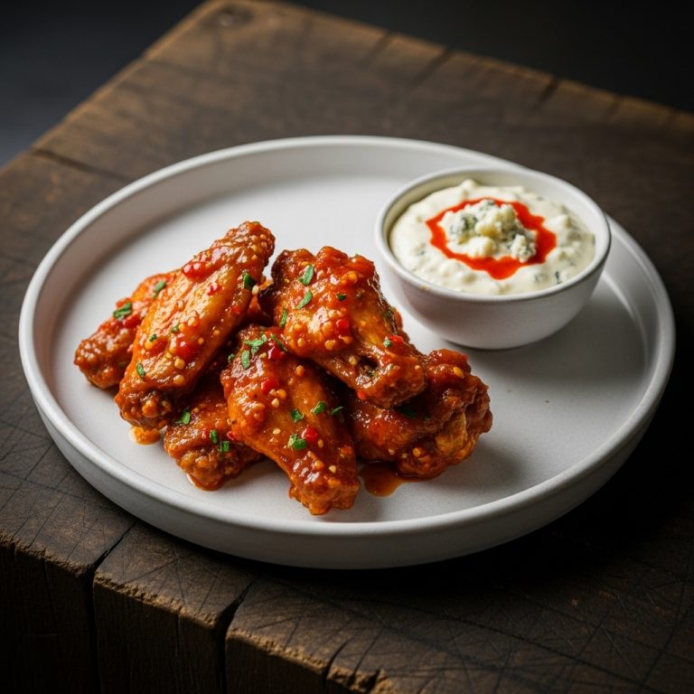 Firecracker Chicken Wings with Spicy Blue Cheese Dip