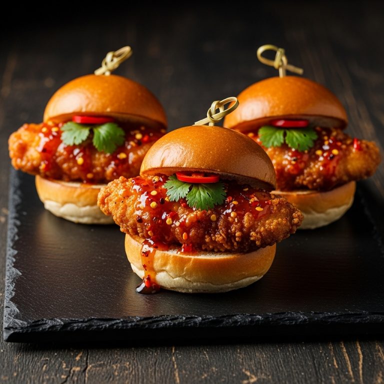 Firecracker Fried Chicken Sliders with Spicy Honey Glaze