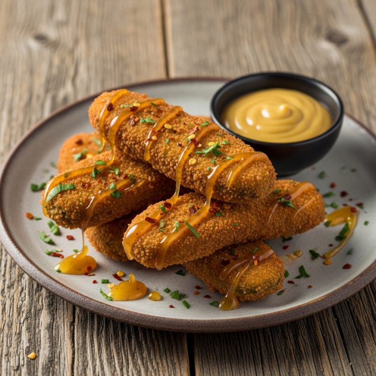 Firecracker Fried Pickles with Honey-Mustard Dipping Sauce