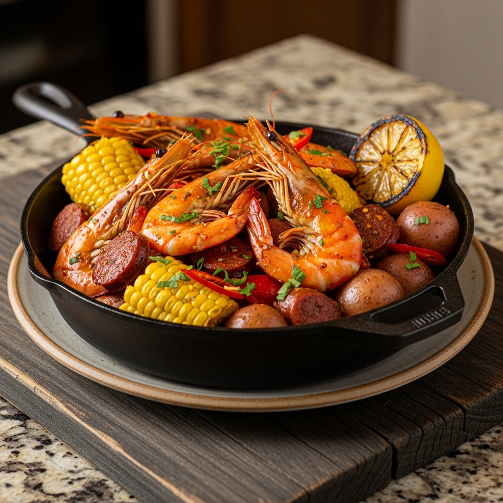 Firecracker Shrimp Boil Skillet