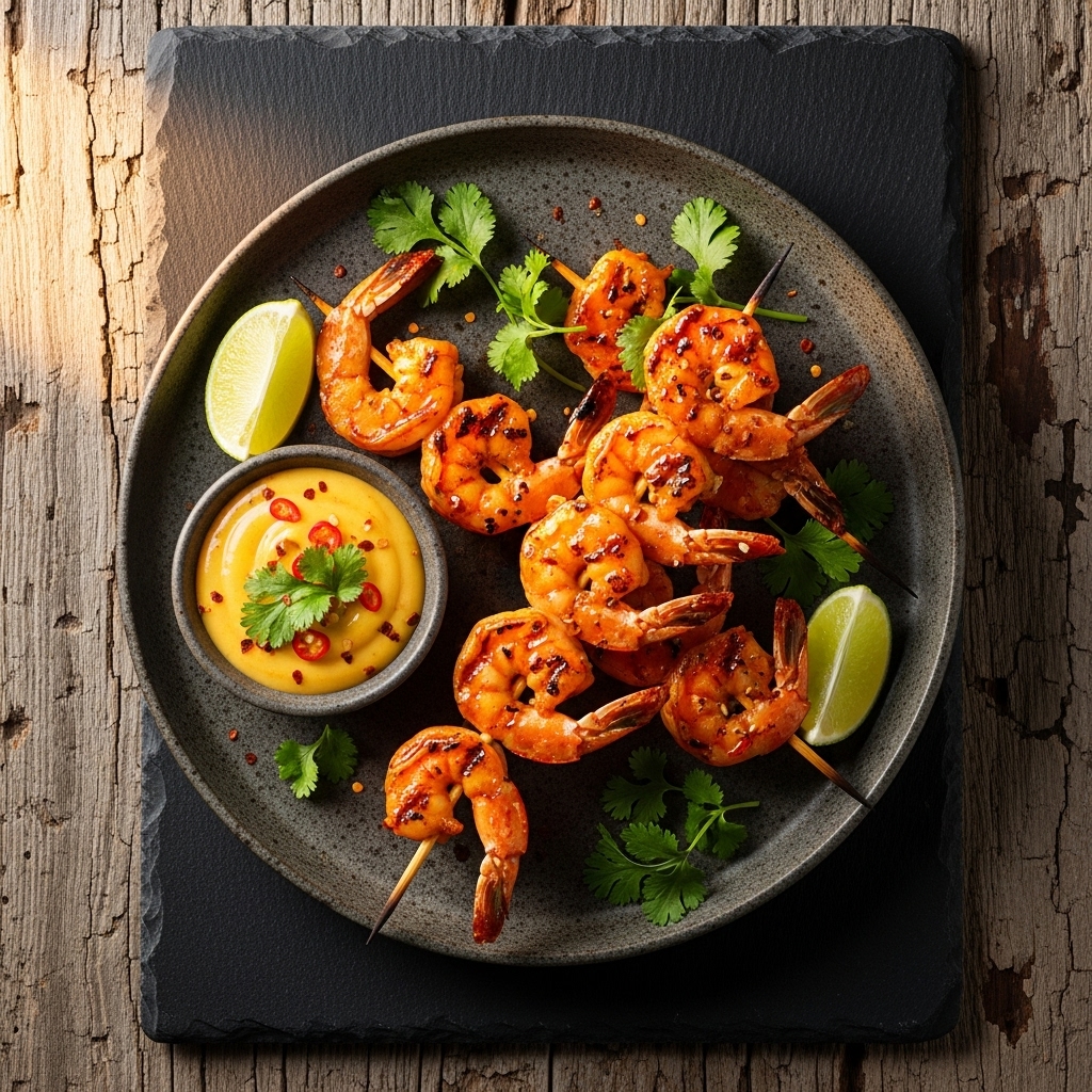 Firecracker Shrimp Skewers with Mango Dipping Sauce