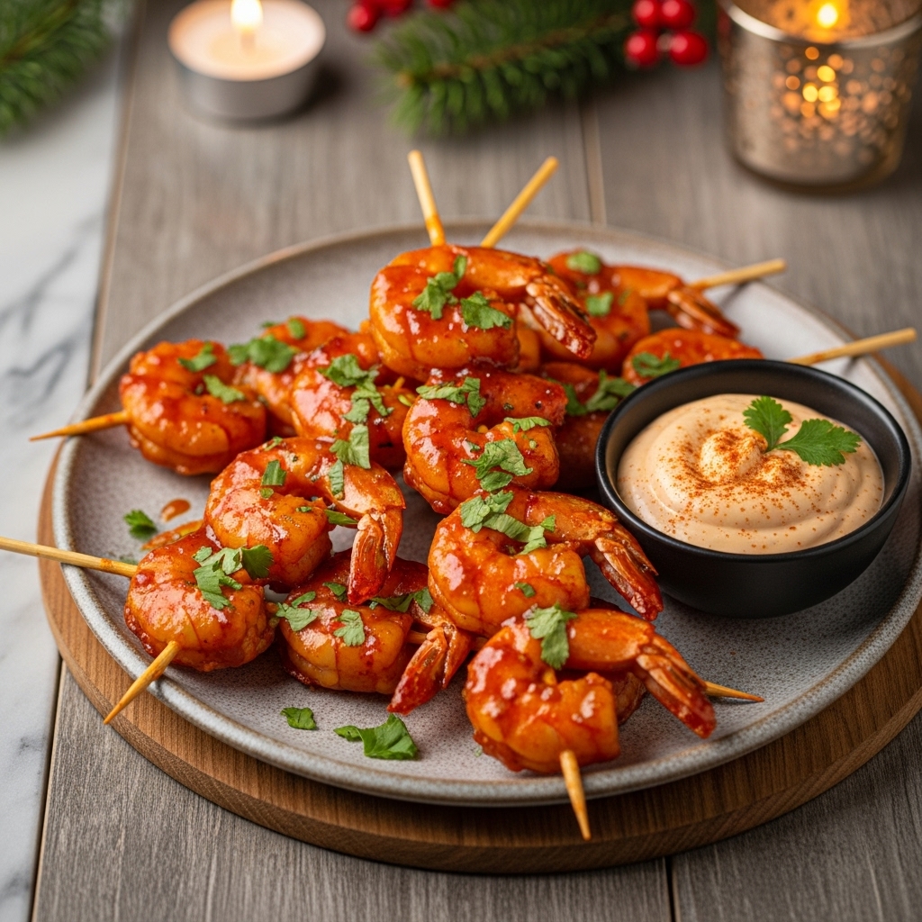 Firecracker Shrimp Skewers with Smoky Paprika Aioli