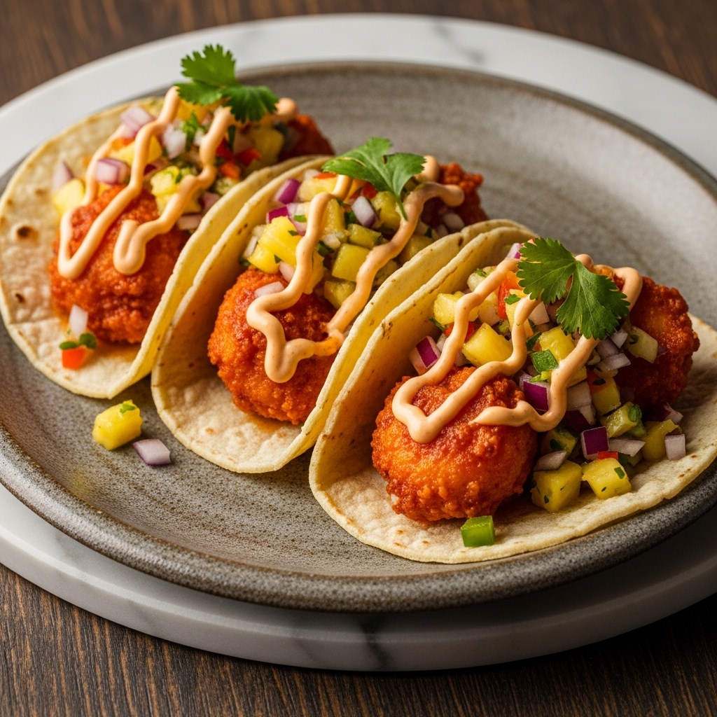 Firecracker Shrimp Tacos with Pineapple Salsa