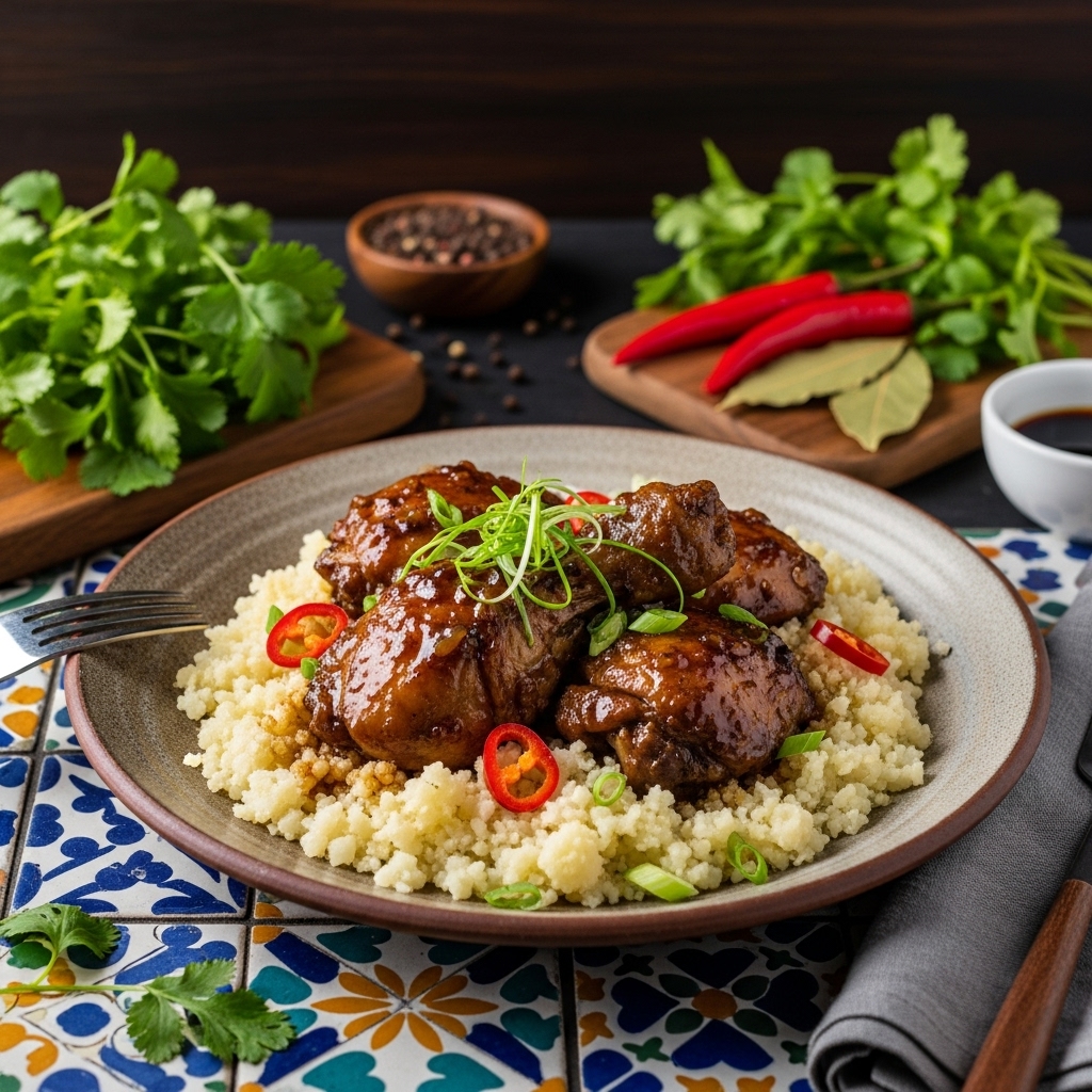 Flavorful Filipino Chicken Adobo with Cauliflower Rice – A Paleo-friendly Lunch Delight