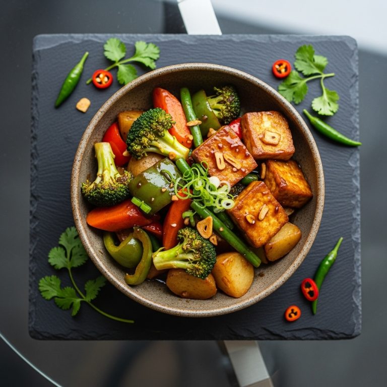 Flavorful Filipino Vegan Adobo Vegetable Bowl with Tofu
