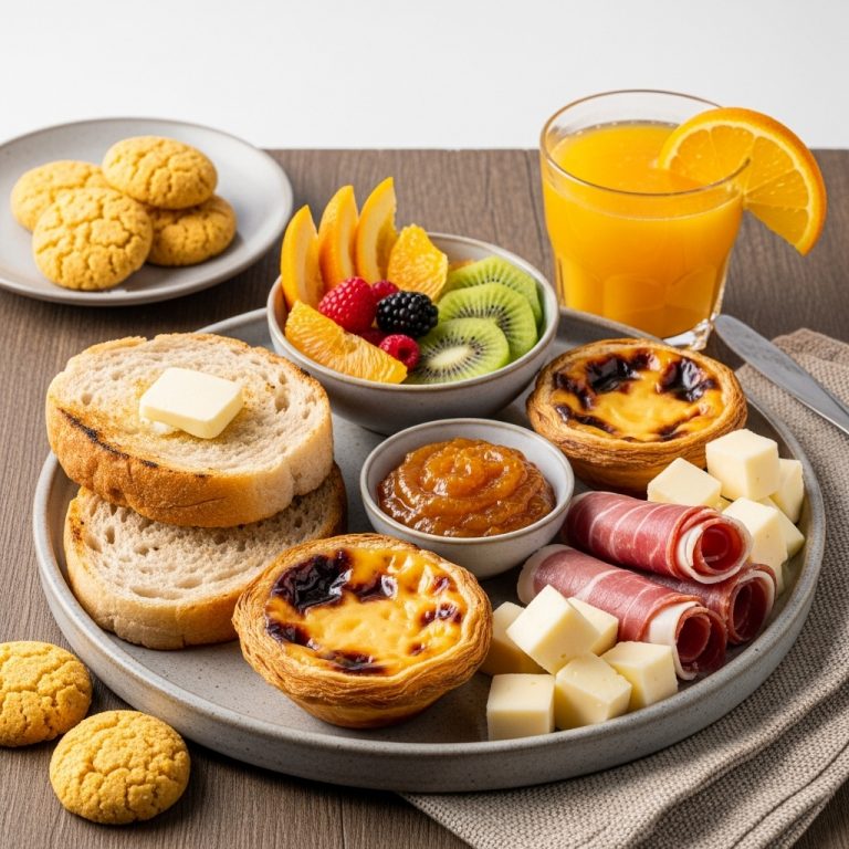 Flavorful Portuguese Breakfast Tray: A Delightful Symphony of Textures and Flavors