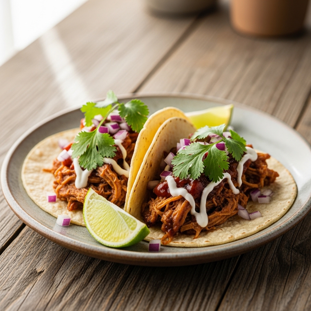 Food Truck Favorite Lunch: BBQ Pulled Pork Carnitas Tacos