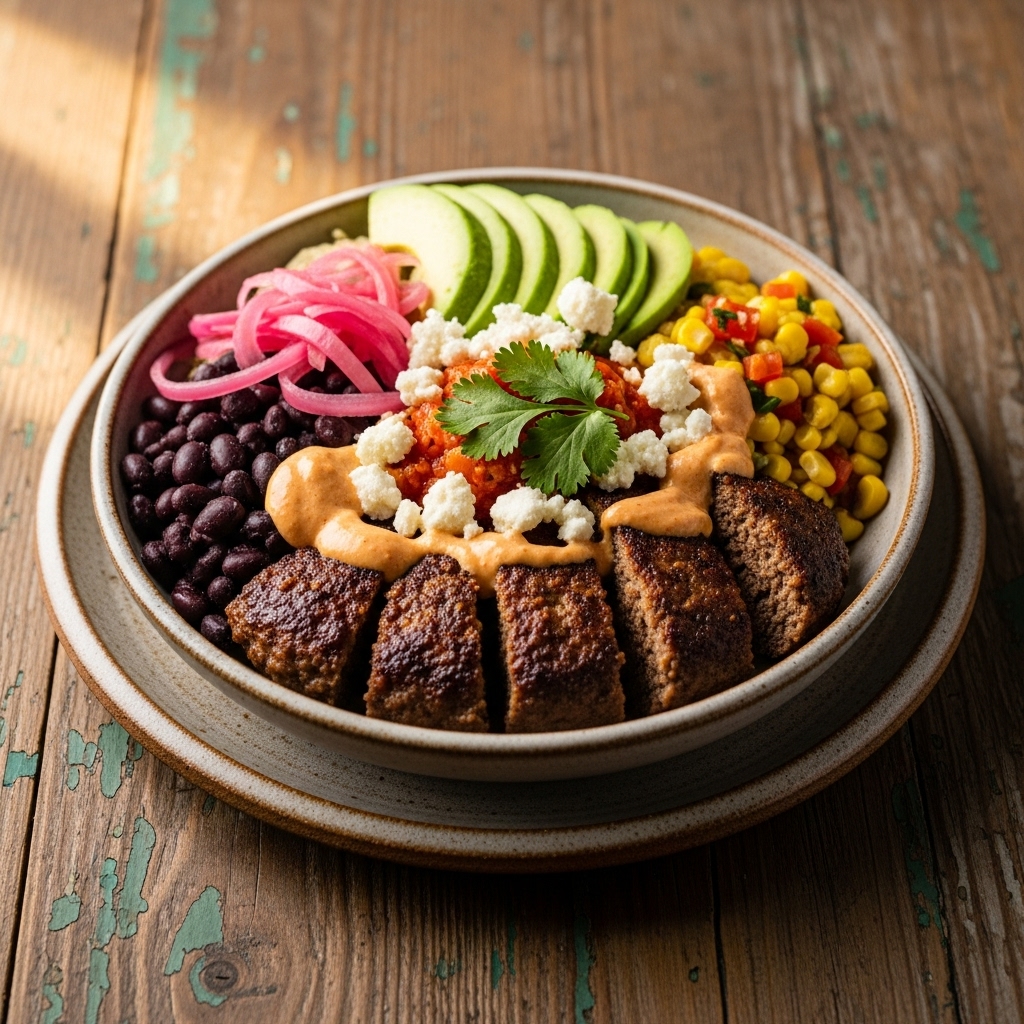 Food-Truck Favorite Lunch: Southwestern Smoky Burger Bowl