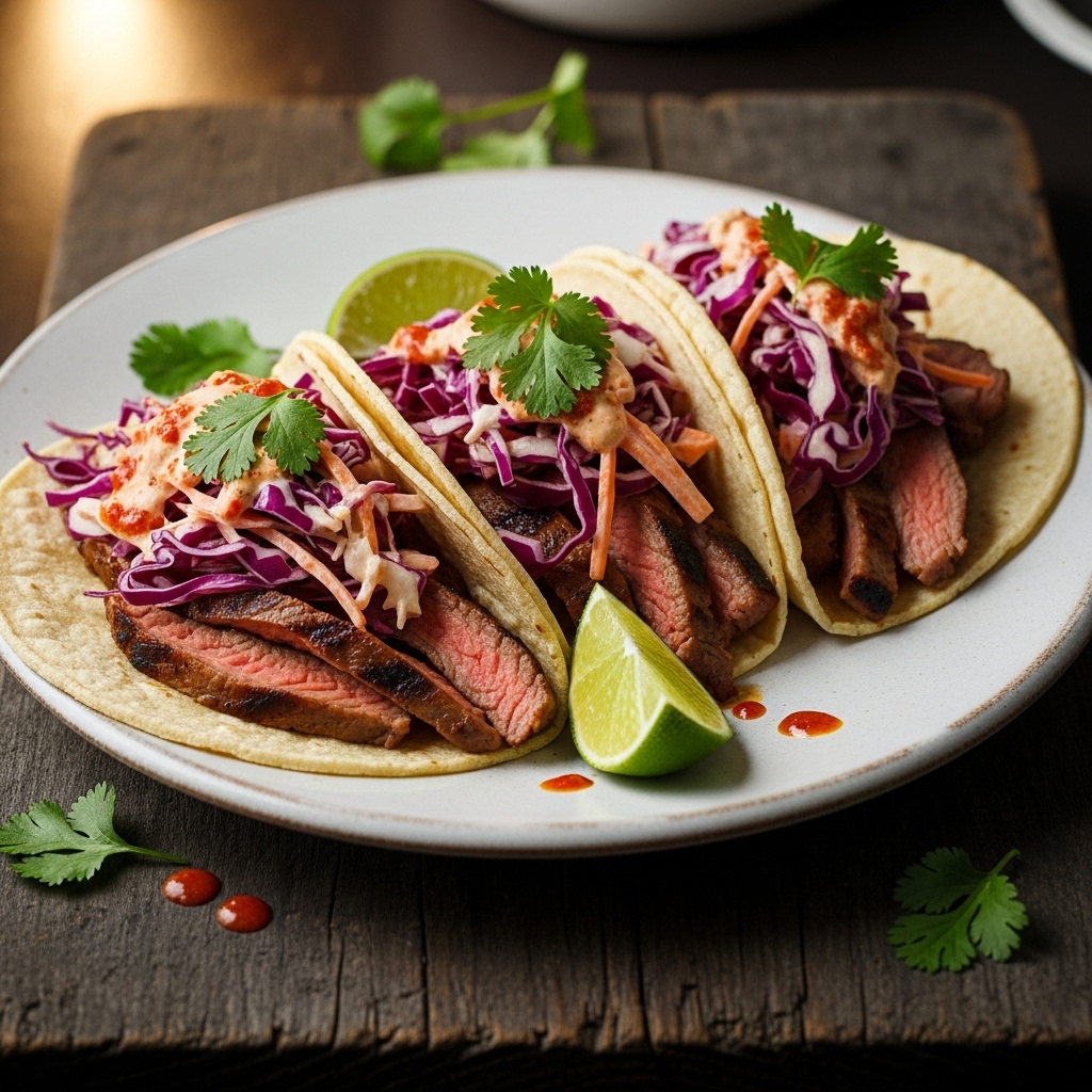 Game Day Carne Asada Street Tacos with Smoky Chipotle Slaw