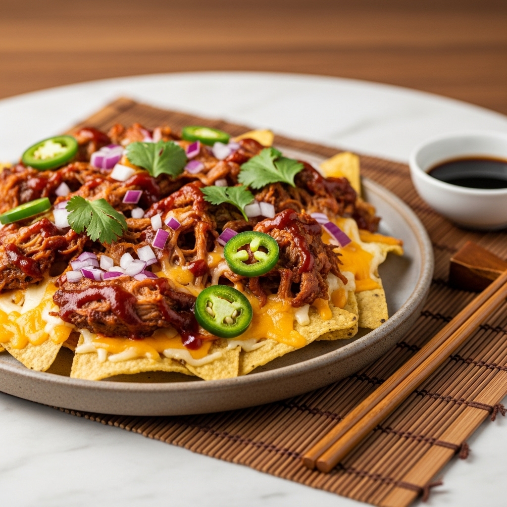 Game Day Tailgate Smoky BBQ Pulled Pork Nachos