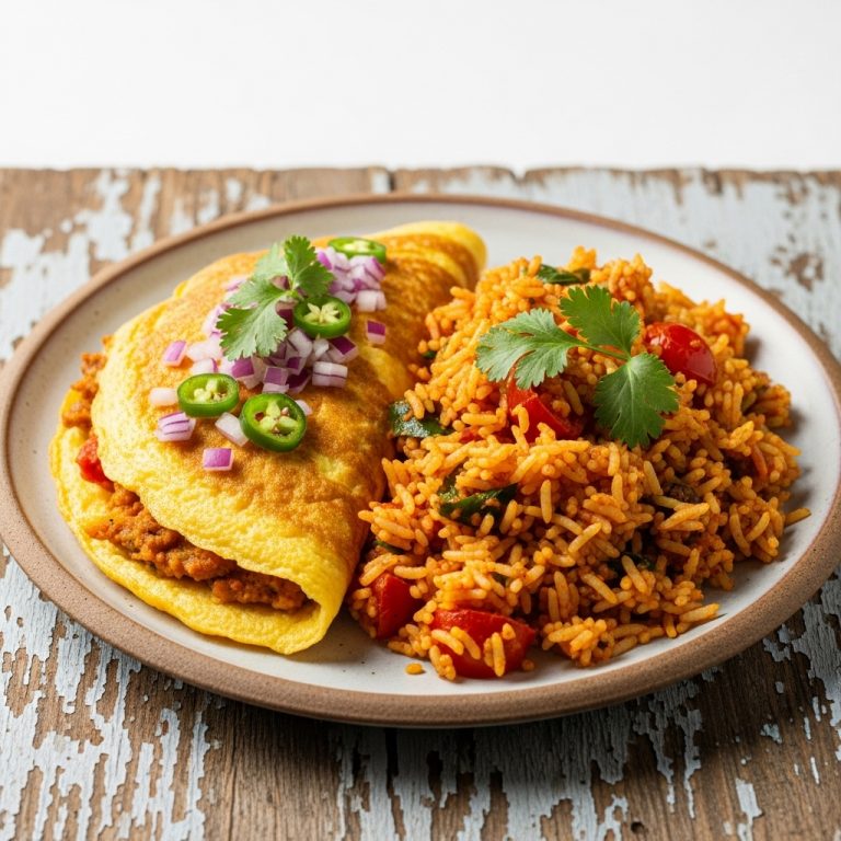Garden Fresh Gluten-Free Masala Omelette and Tomato Rice Bowl