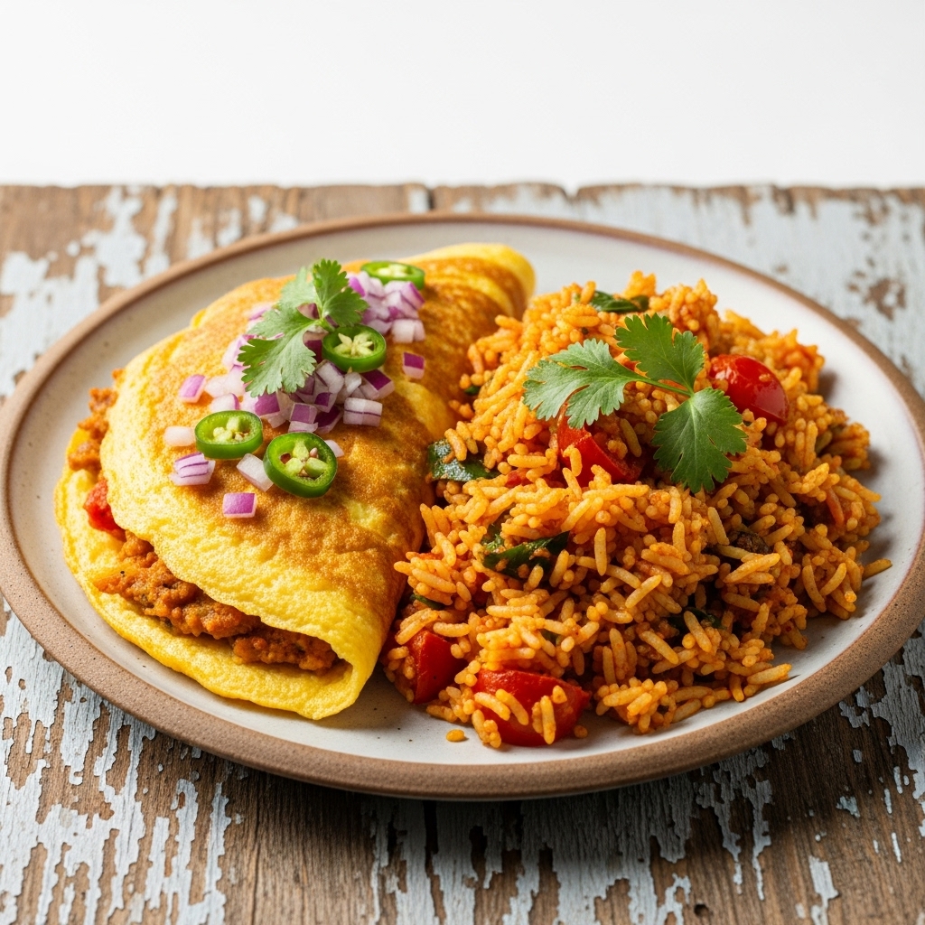 Garden Fresh Gluten-Free Masala Omelette and Tomato Rice Bowl