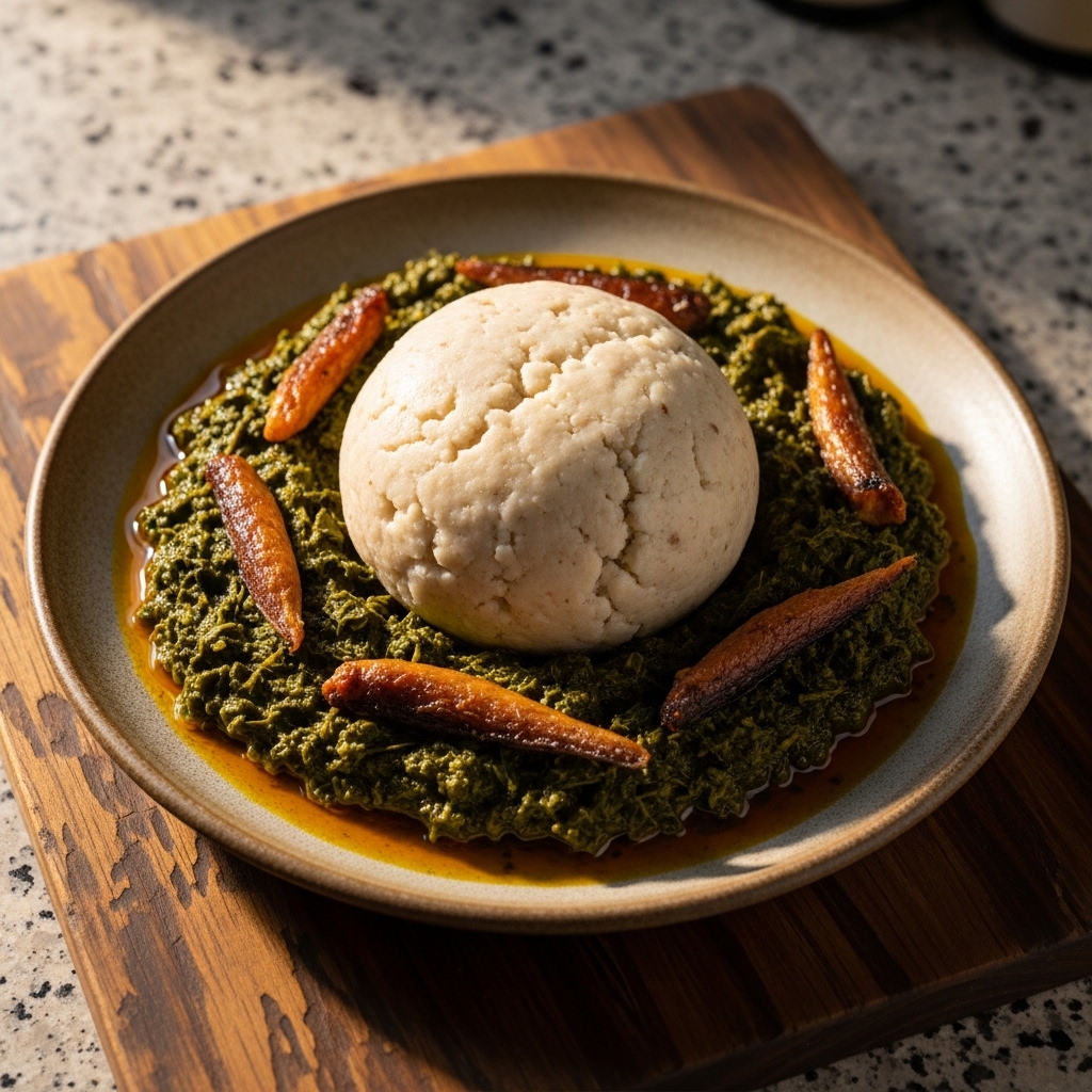 Ghanaian Breakfast Delight: Paleo-Friendly Fufu and Palaver Sauce