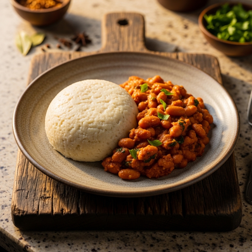 Ghanaian Gluten-Free Fufu & Lightly Spiced Beans – A Flavorful, Textural Experience!