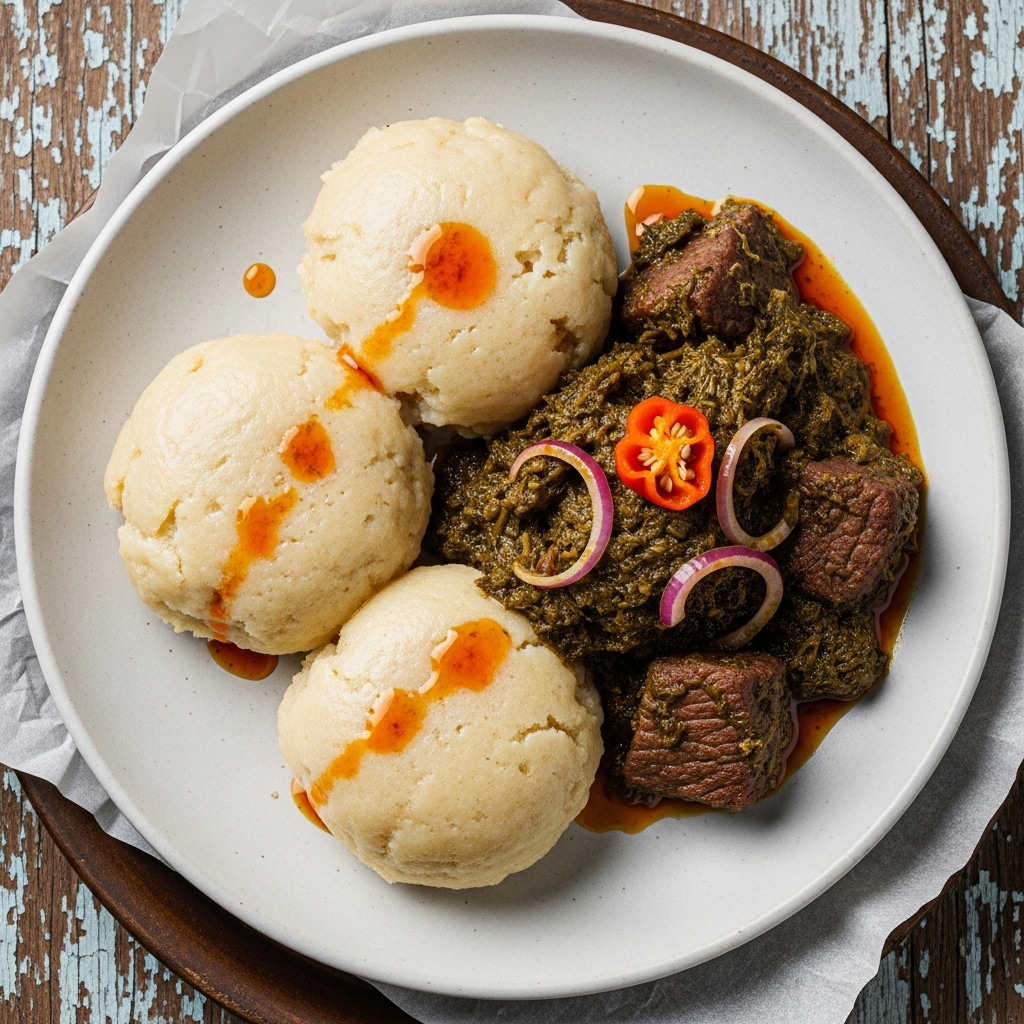 Ghanaian Gluten-Free Fufu and Palaver Stew Brunch Feast
