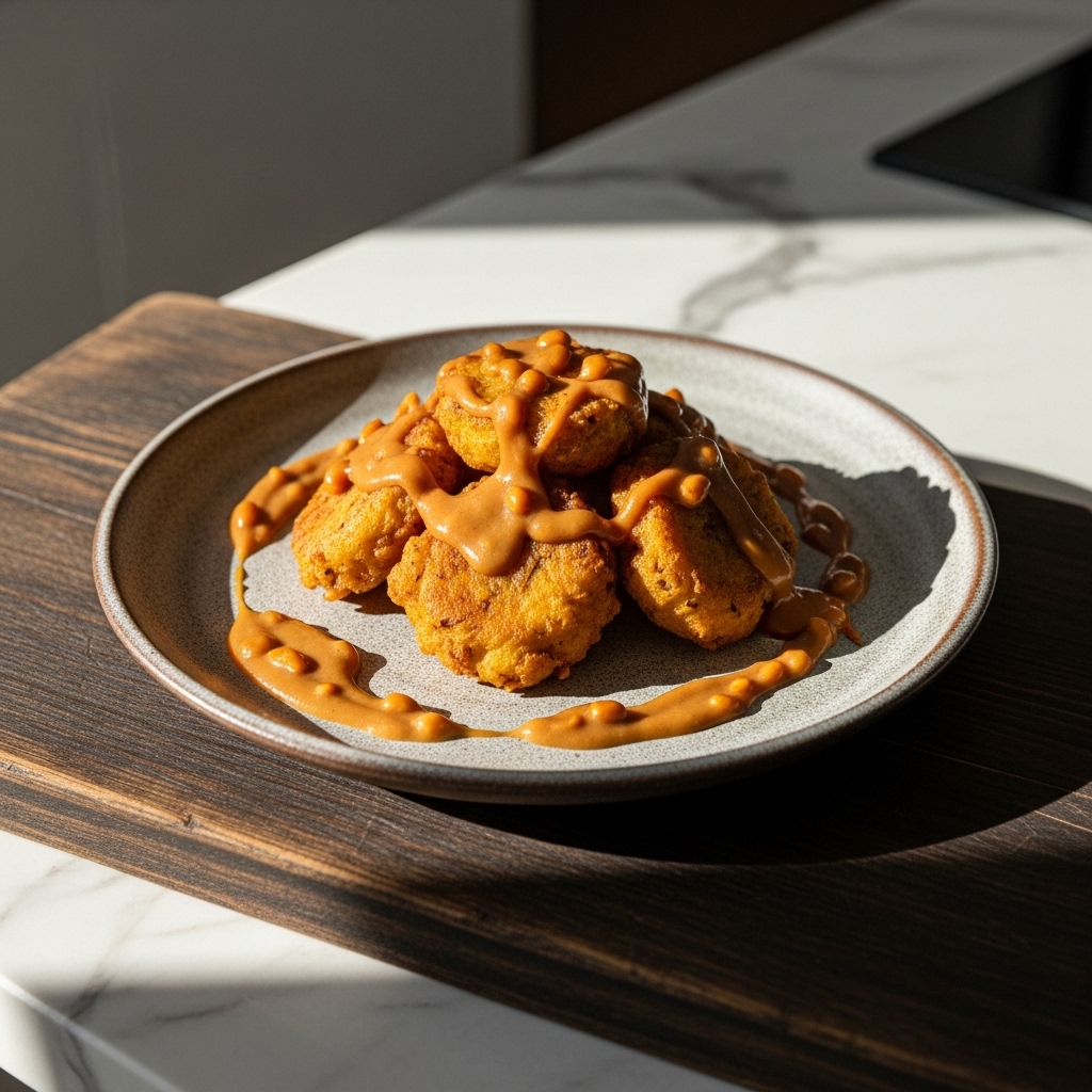 Ghanaian Gluten-Free Plantain Fritters with Groundnut Sauce