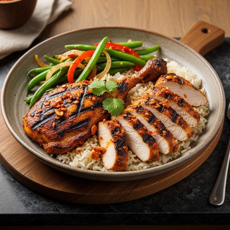 Ghanaian Lunch: Mouthwatering Paleo Suya-spiced Chicken with Coconut Rice and Green Beans Medley