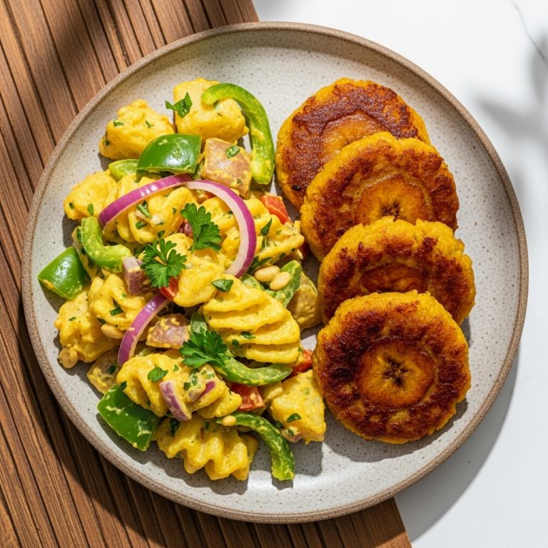 Ghanaian Lunch Special – Delightful Vegan Wave Potato Salad and Plantain Patties