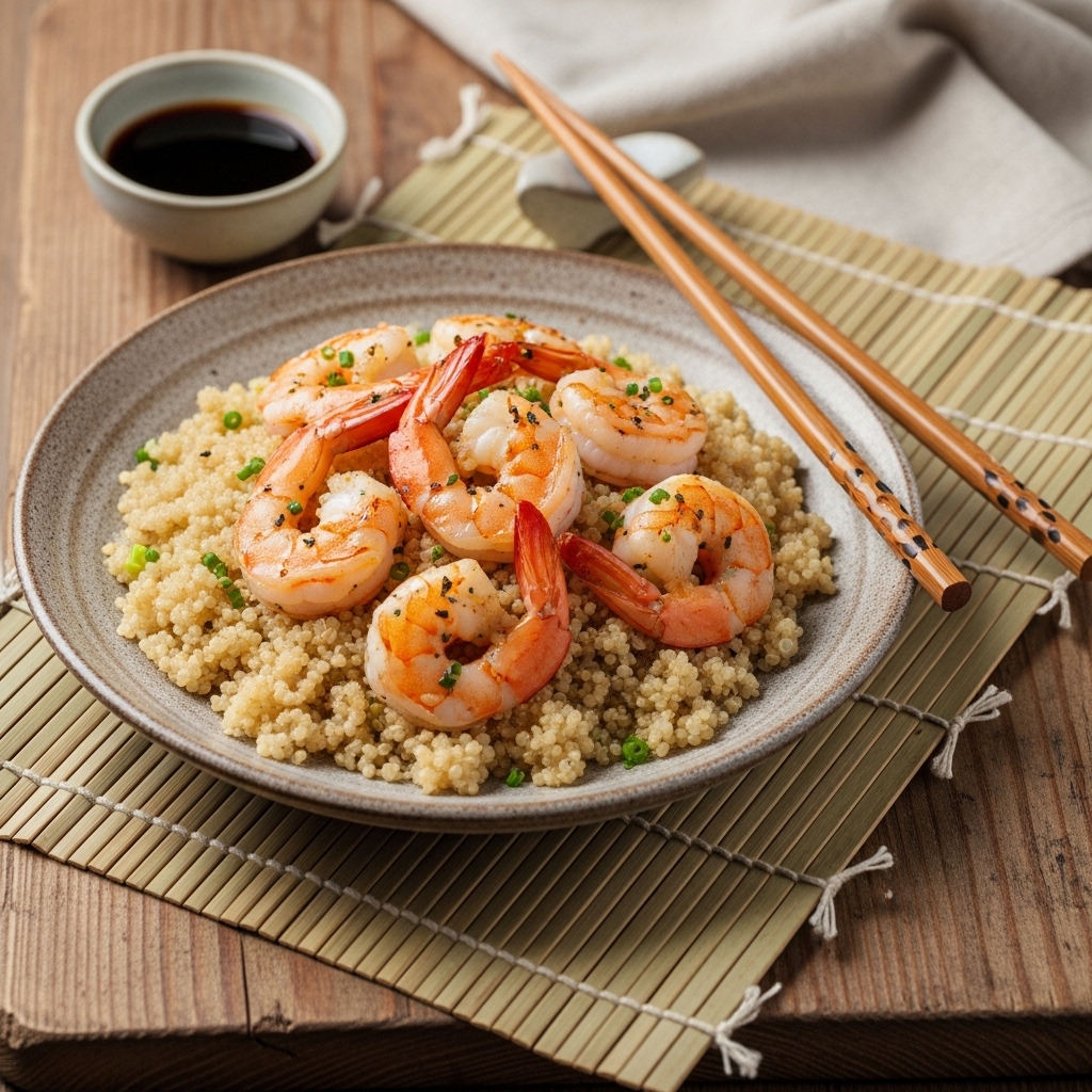 Gluten-Free American Lunch Delight: Scrumptious Shrimp & Quinoa Bowl