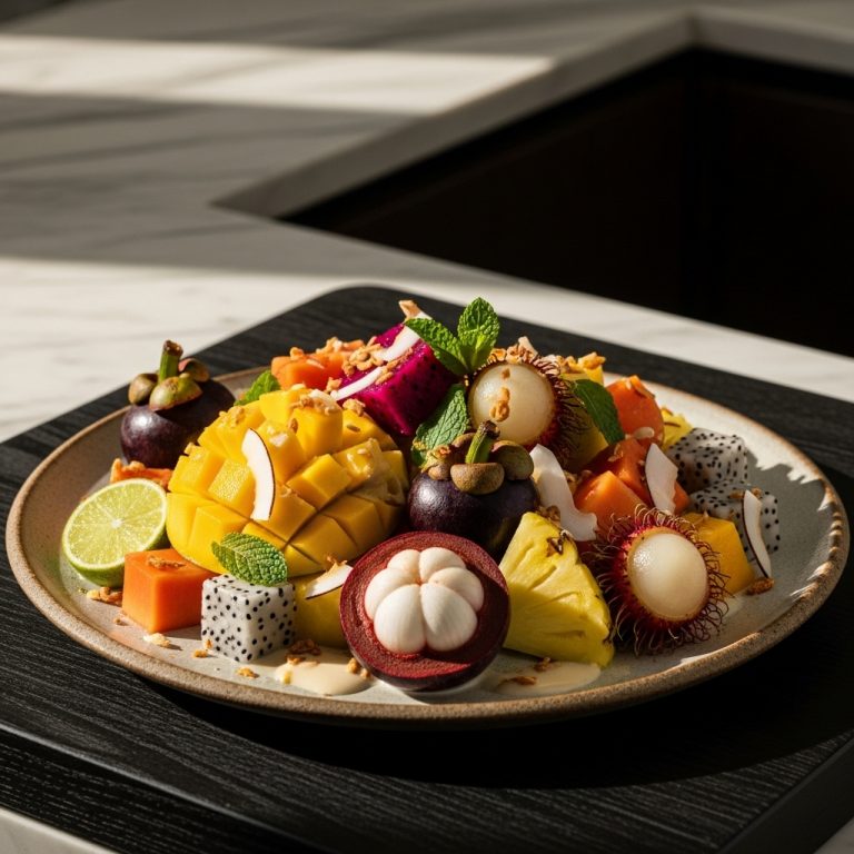 Gluten-Free Cambodian Tropical Fruit Salad with Coconut Lime Dressing