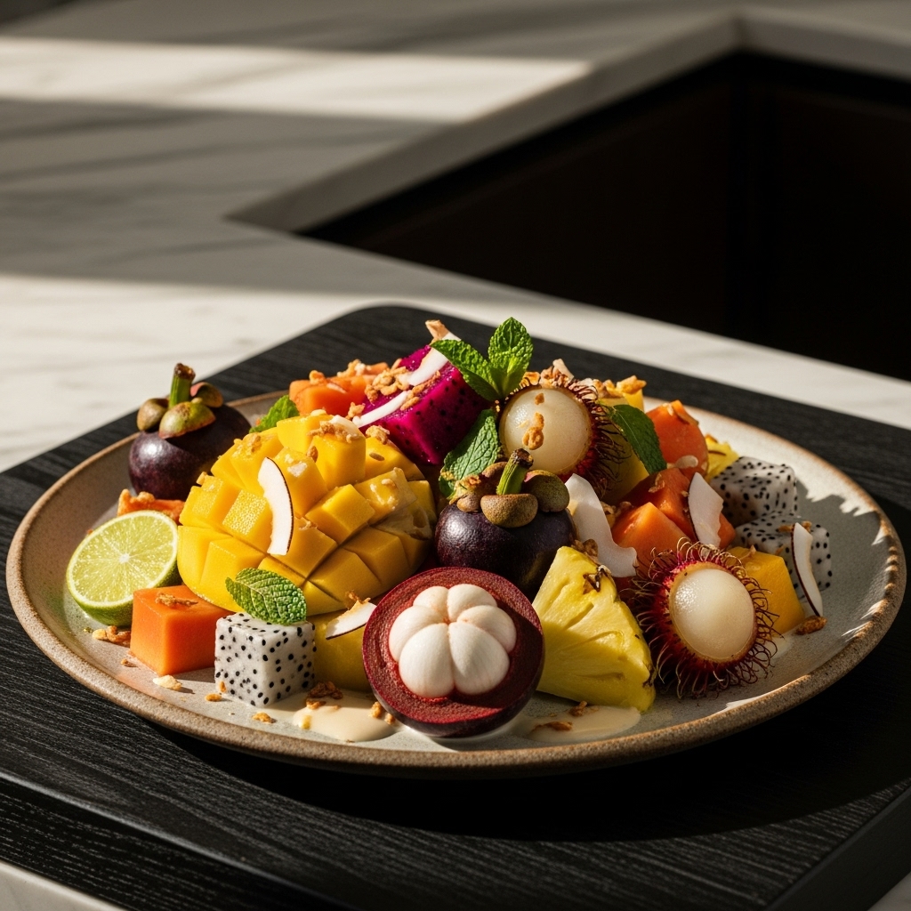 Gluten-Free Cambodian Tropical Fruit Salad with Coconut Lime Dressing