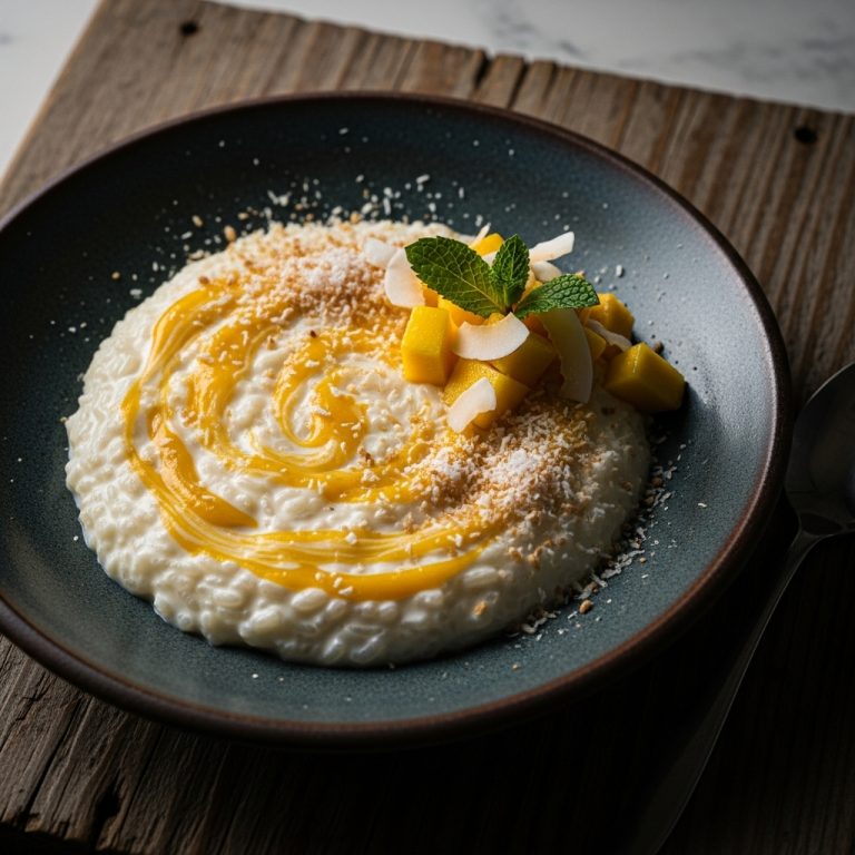 Gluten-Free Chilean Mango and Coconut Rice Pudding (Arroz con Leche)