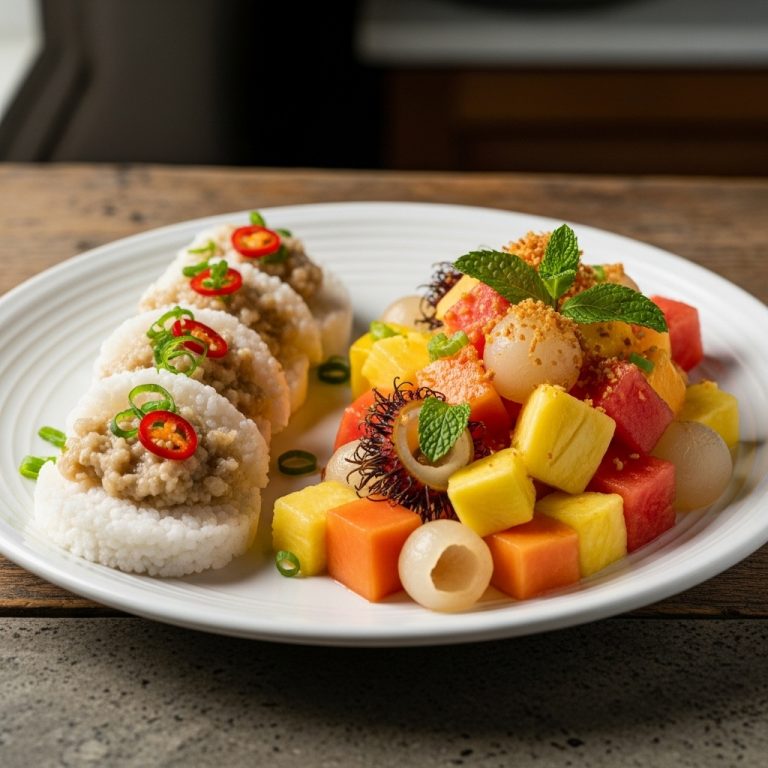 Gluten-Free Filipino Brunch: Tropical Fruit Salad and Bagoong Rice Cakes