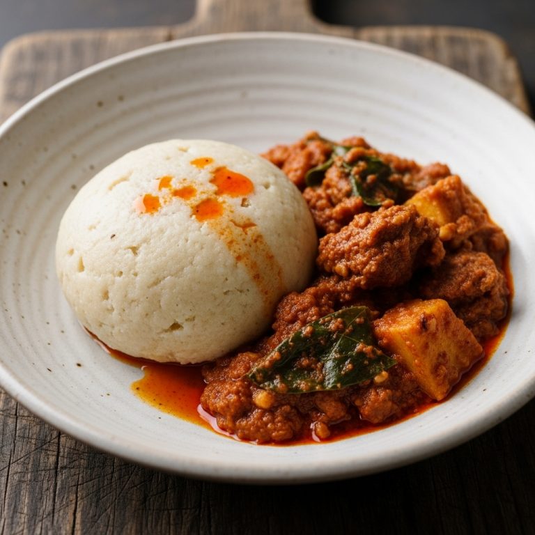 Gluten-Free Ghanaian Fufu and Groundnut Stew Breakfast Feast