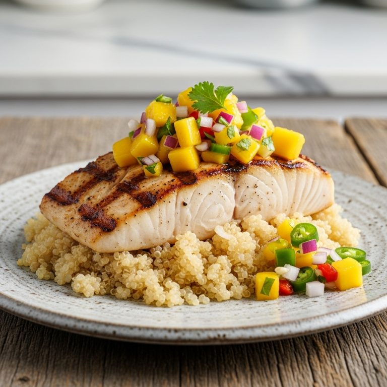 Gluten-Free Hawaiian Island Seafood Fiesta: Grilled Mahi-Mahi with Coconut Lime Quinoa and Mango Salsa