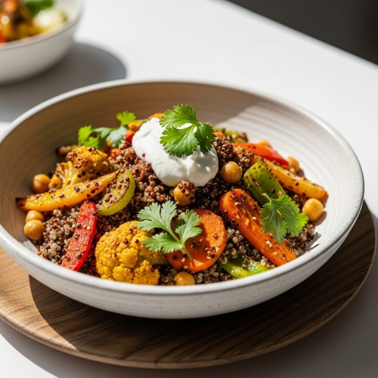 Gluten-Free Indian Brunch Delight: Mouthwatering Spiced Vegetable Quinoa Bowl