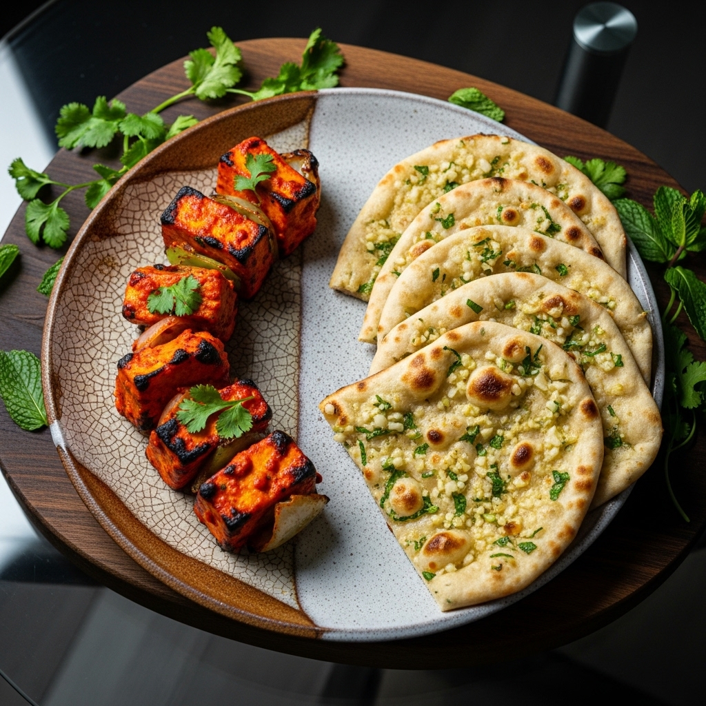 Gluten-Free Indian Feast: Fragrant Paneer Tikka and Mouthwatering Garlic Naan