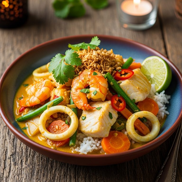 Gluten-Free Indonesian Seafood Curry Rice Bowl