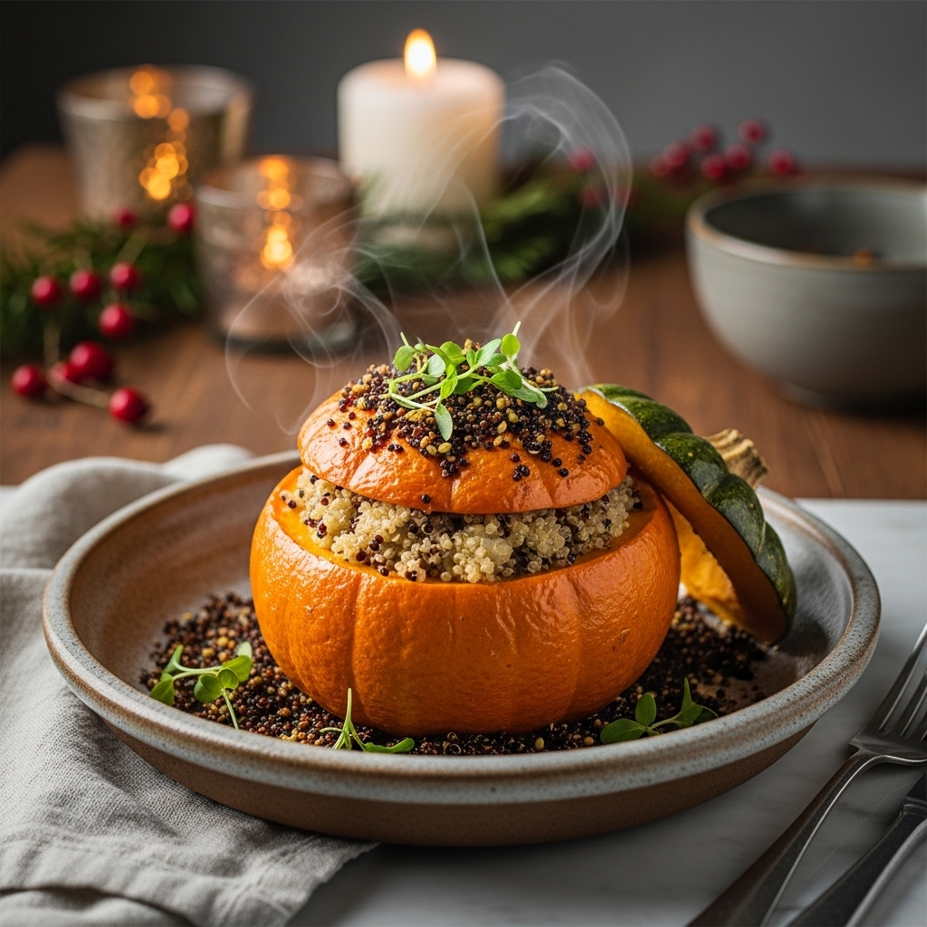 Gluten-Free Lebanese Lunch: Quinoa Stuffed Kabocha Squash with Za’atar & Herbs