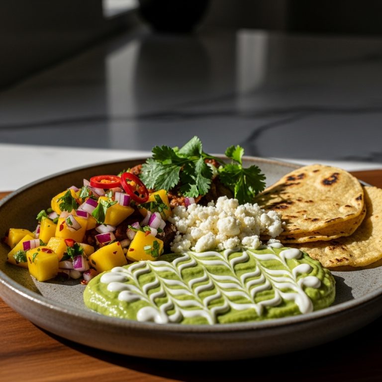 Gluten-Free Mexican Brunch Delight with Mango Salsa and Avocado Cream