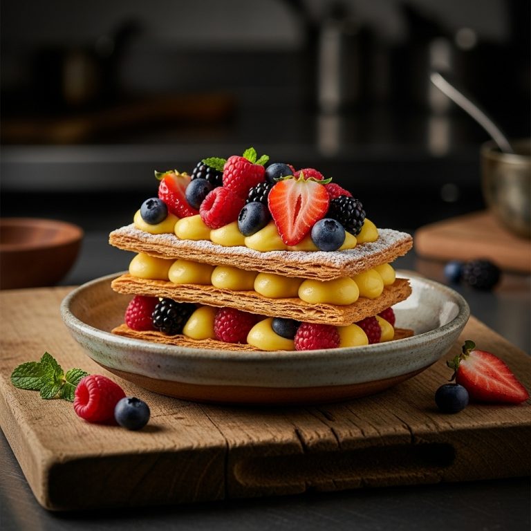 Gluten-Free Mille-Feuille Dessert with Lemon Custard and Berries