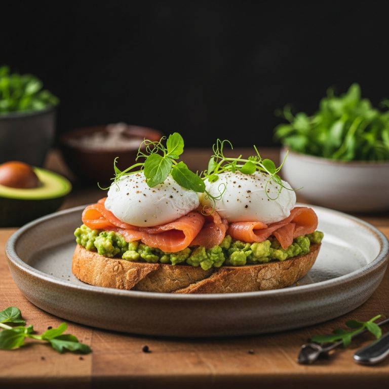 Gluten-Free New Zealand Brunch Delight: Smoked Salmon Avocado Toast with Poached Eggs and Fresh Herbs