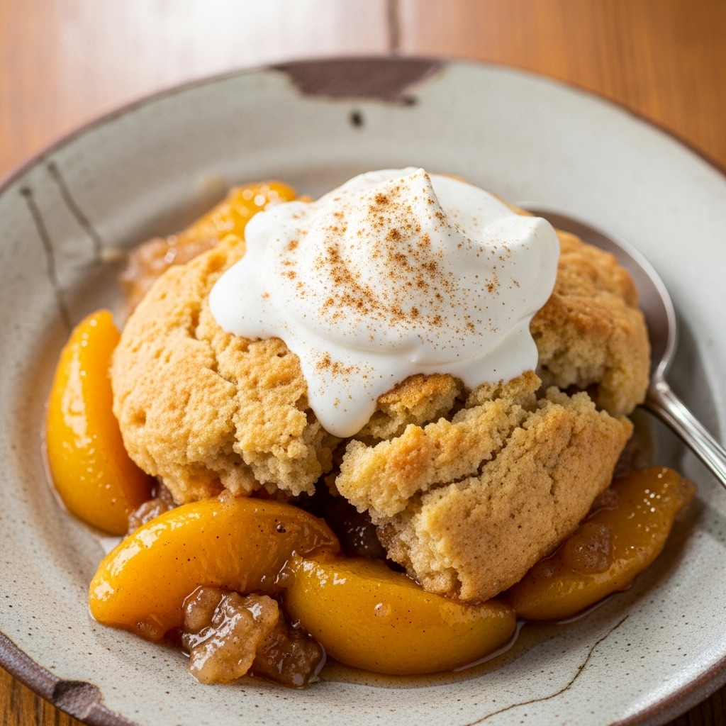 Gluten-Free Southern Peach Cobbler with Cinnamon Whipped Cream