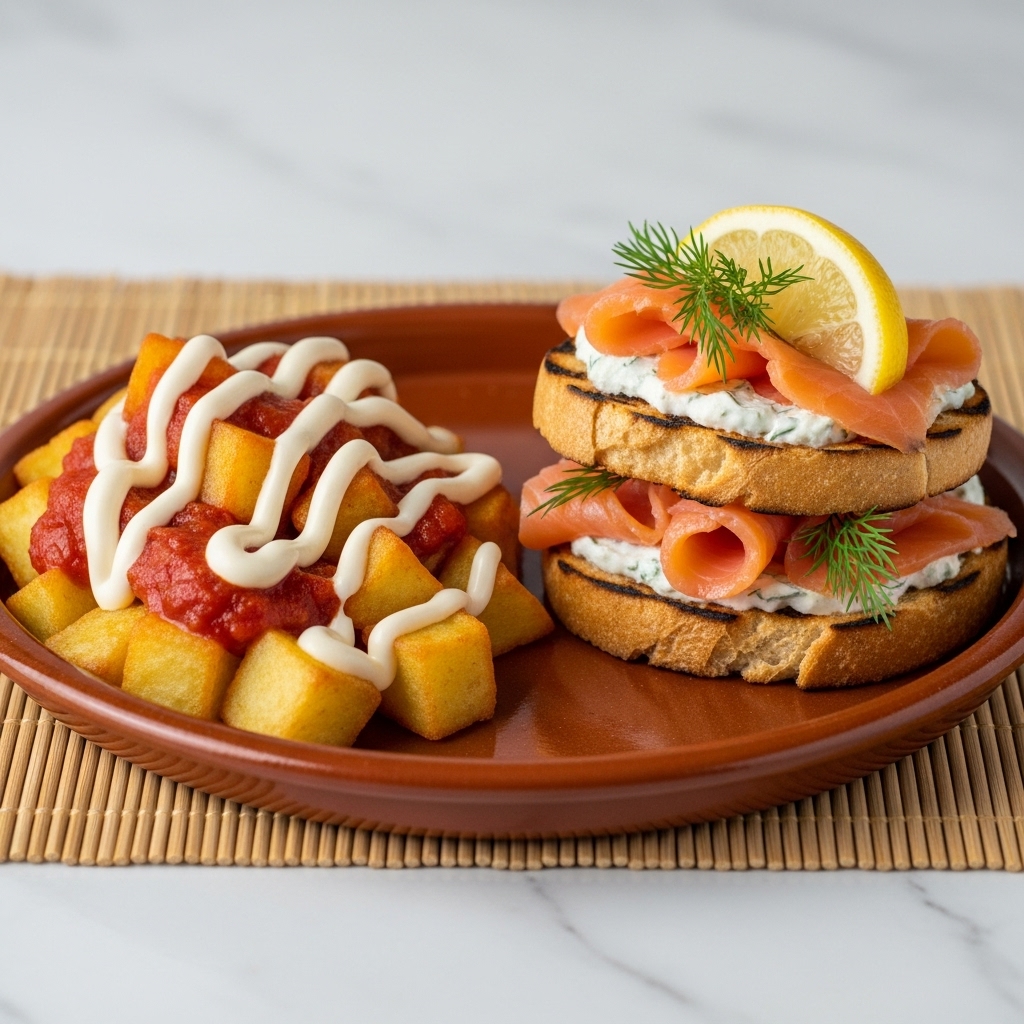 Gluten-Free Spanish Breakfast: Tantalizing Patatas Bravas & Smoked Salmon Toastadas