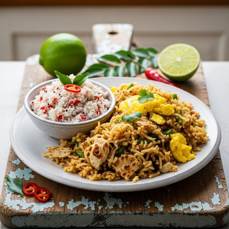 Gluten-Free Sri Lankan Breakfast Feast: Kottu Roti & Coconut Sambol Delight