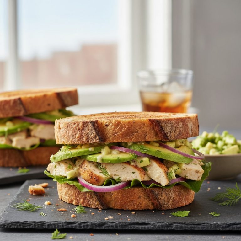 Gourmet Creamy Chicken Avocado Sandwich – A Delectable Twist on a Classic Lunch Favorite!