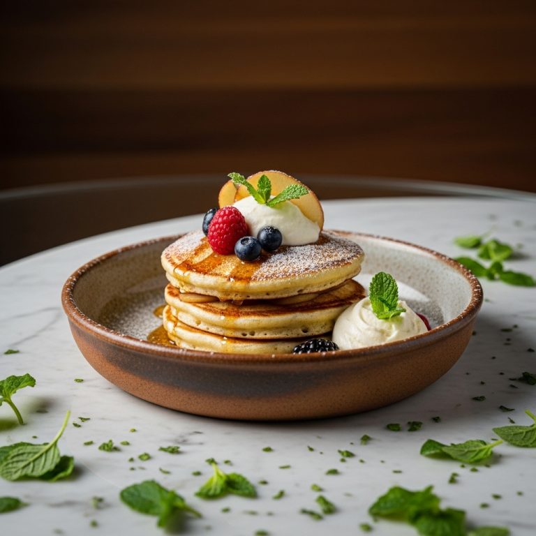 Gourmet German Brunch: Apple Cinnamon Pancakes with Bavarian Cream and Fresh Berries