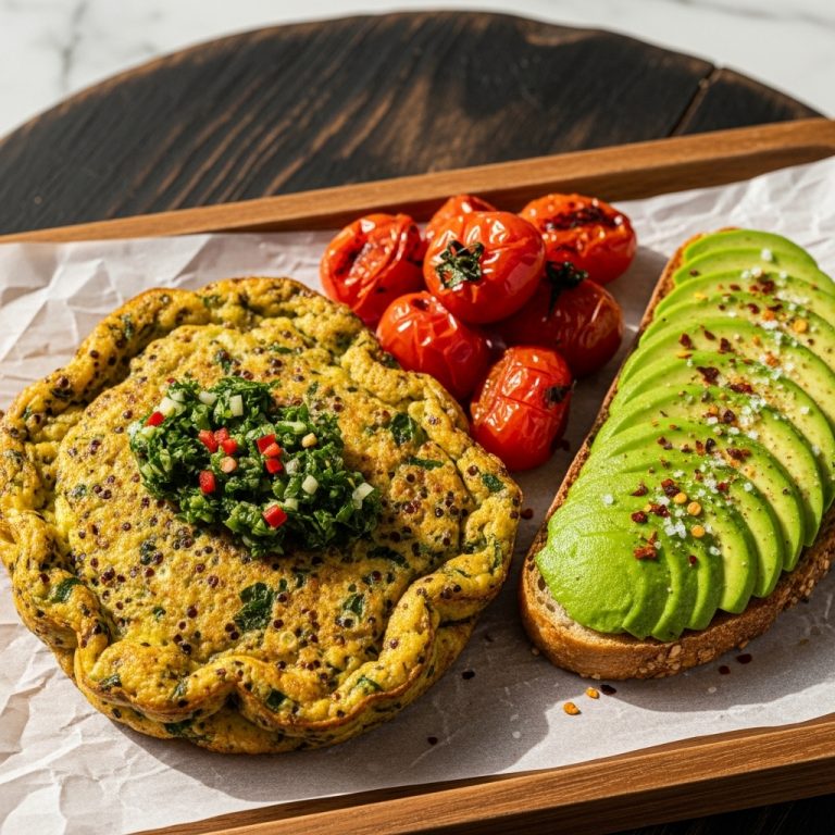 “Gourmet Gluten-Free Argentinian Brunch: Quinoa Chimichurri Frittata with Roasted Tomato and Avocado Toast”