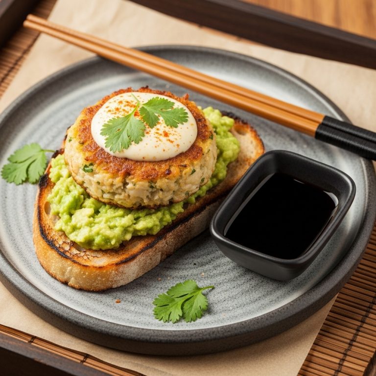 Gourmet Gluten-Free Crab Cakes with Lemongrass Aioli on Avocado Toast