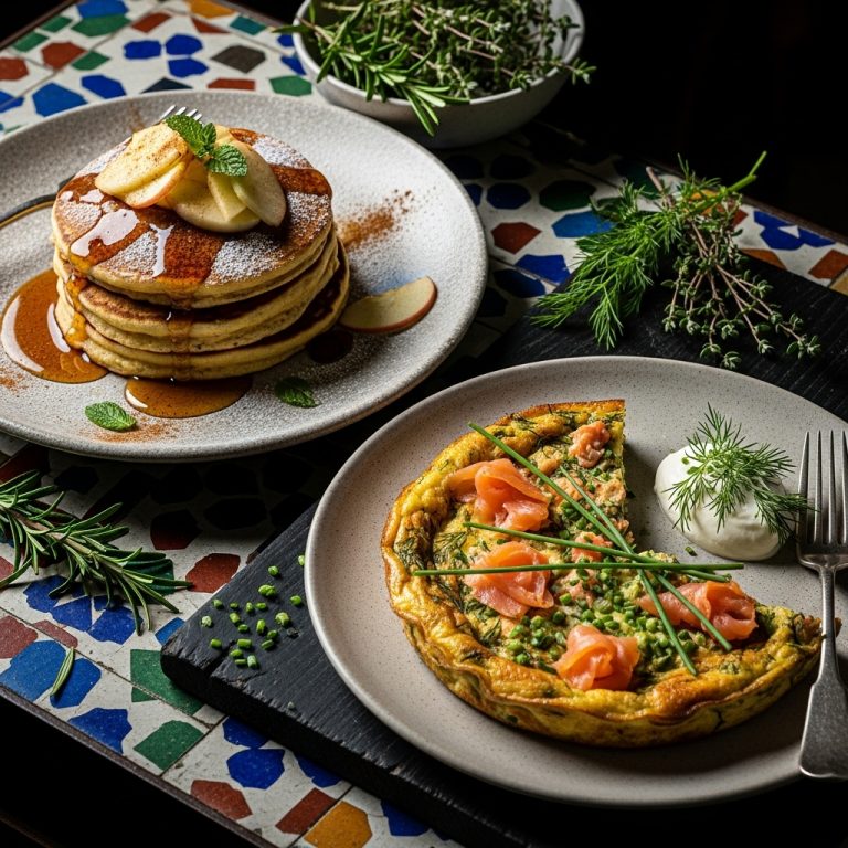 “Gourmet Gluten-Free Russian Brunch: Kefir Pancakes with Smoked Salmon and Dill Cream”