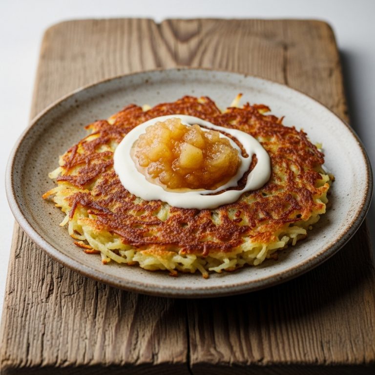 Gourmet Gluten-Free German Potato Pancake with Apple Compote & Creamy Sauce