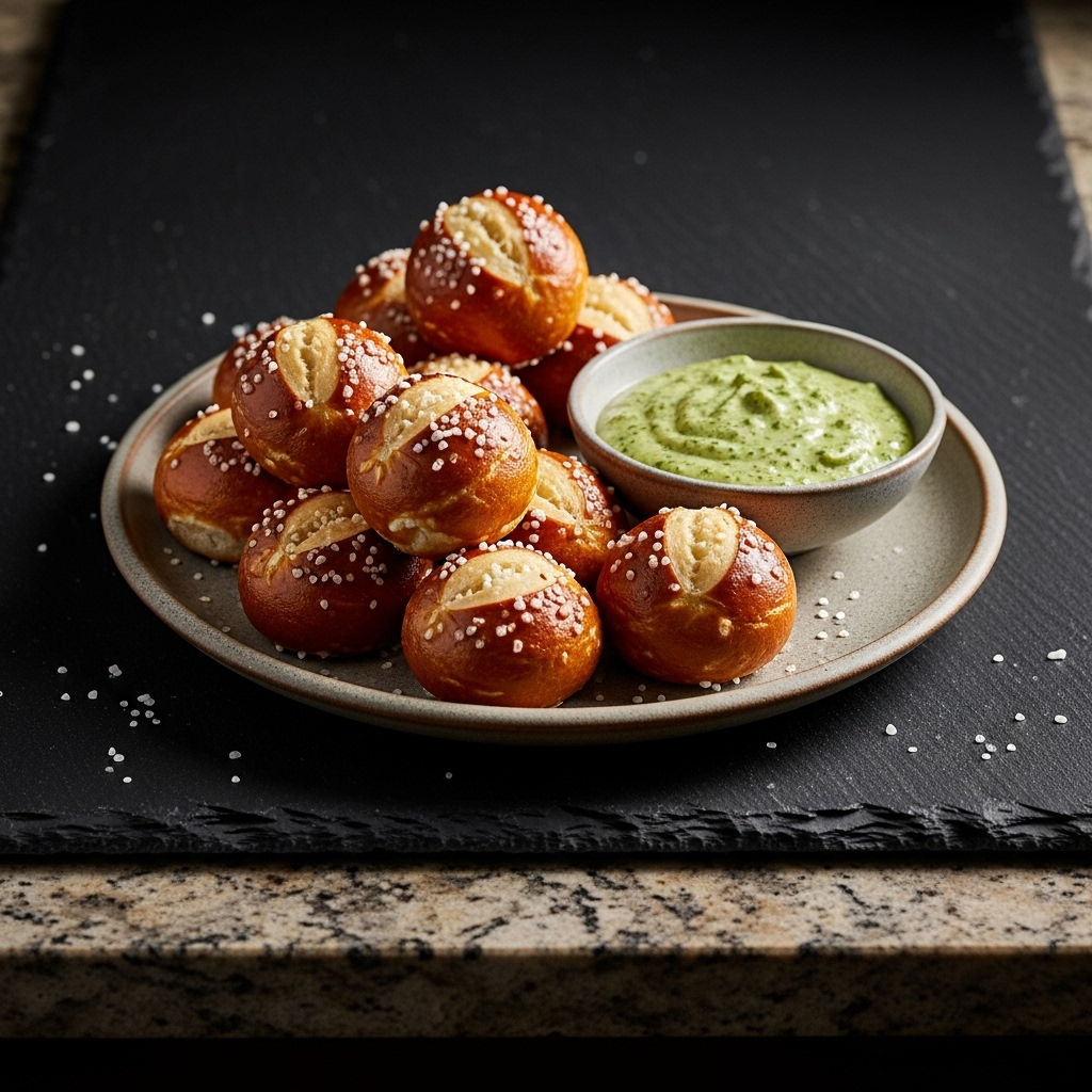 “Gourmet Gluten-Free German Pretzel Bites With Herbed Dipping Sauce”