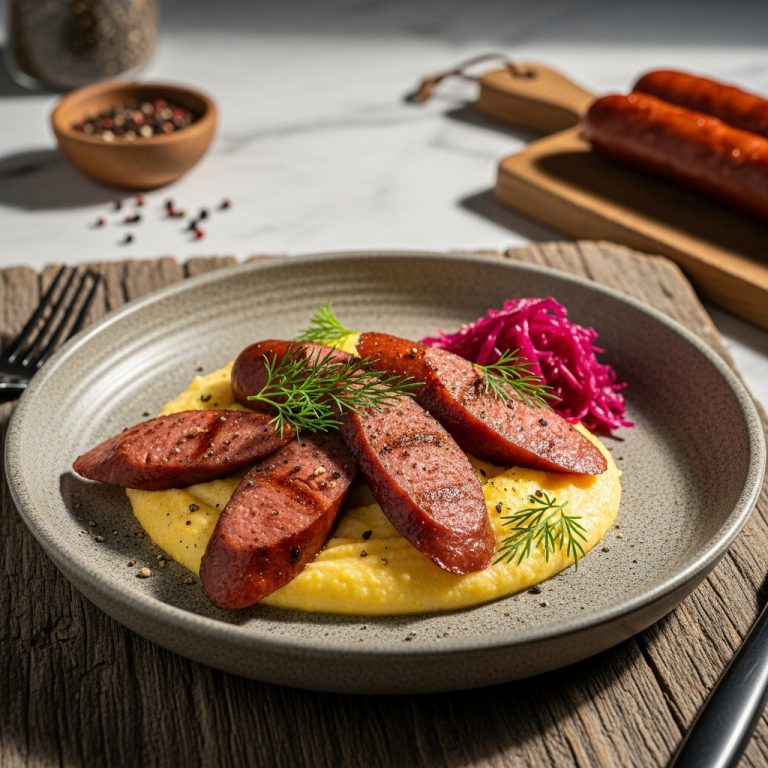 Gourmet Gluten-Free Polish Breakfast: Smoky Kielbasa & Creamy Polenta Delight