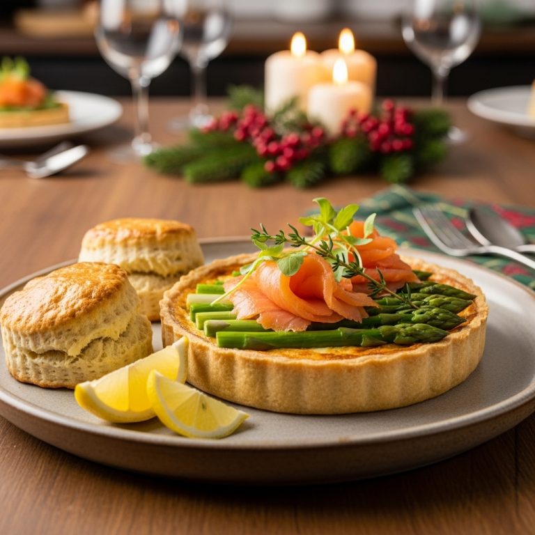 Gourmet Gluten-Free Scottish Brunch: Smoked Salmon & Asparagus Quiche with Lemon Thyme Scones